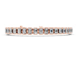 Rose gold Emerald Cut Diamond Tennis Bracelet with Half Bezel Setting_4