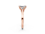 Rose gold Emerald Cut Diamond Three-Stone Engagement Ring with Prong Setting and Pavé Band_5