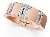 Rose gold Emerald Cut Diamond Three-Stone Mens Ring with Baguette Side Stones_1