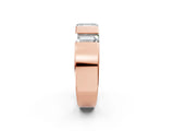 Rose gold Emerald Cut Diamond Three-Stone Mens Ring with Baguette Side Stones_2