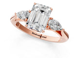 Rose gold Emerald Cut Diamond Three-Stone Ring with Pear Side Stones and Four-Prong Setting_73
