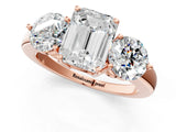 Rose gold Emerald Cut Diamond Three-Stone Ring with Prong Setting and Classic Band_76
