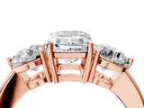 Rose gold Emerald Cut Diamond Three-Stone Ring with Prong Setting and Classic Band_79
