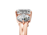 Rose gold Emerald Cut Diamond Three-Stone Ring with Prong Setting and Classic Band_80