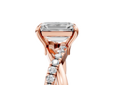 Rose gold Emerald Cut Diamond Twist Band Solitaire with Prong Setting_63