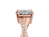 Rose gold Emerald Cut Diamond Twisted Band Engagement Ring with Prong Setting_20