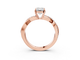 Rose gold Emerald Cut Diamond Twisted Band with Pavé Setting and Four-Prong Setting_36