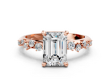 Rose gold Emerald Cut Diamond Vine Band with Four-Prong Setting_77