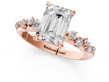 Rose gold Emerald Cut Diamond Vine Band with Four-Prong Setting_78