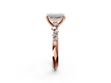 Rose gold Emerald Cut Diamond Vine Band with Four-Prong Setting_79