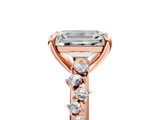 Rose gold Emerald Cut Diamond Vine Band with Four-Prong Setting_82
