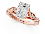 Rose gold Emerald Cut Diamond with Milgrain Marquise and Bezel Accents on a Solitaire Band with Prong Setting_192