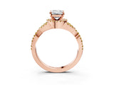 Rose gold Emerald Cut Diamond with Yellow Sapphire side stone Halo Twist Band Solitaire Prong Setting Ring_27