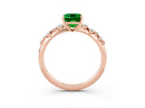 Rose gold Emerald Cut Emerald Cluster Side Stone Solitaire Ring with Prong Setting_27