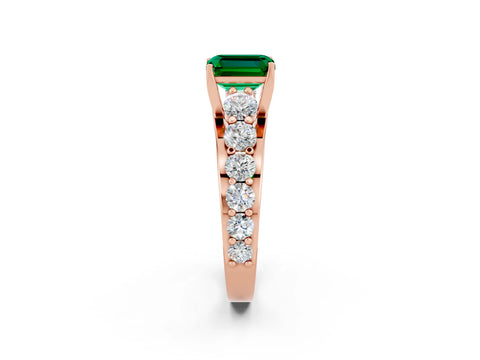 Rose gold Emerald Cut Emerald Engagement Ring with Pavé Band and Four-Prong Setting_2