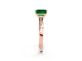 Rose gold Emerald Cut Emerald Engagement Ring with Side Stone Accents and Four-Prong Setting_62