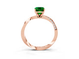 Rose gold Emerald Cut Emerald Engagement Ring with Side Stone Accents and Four-Prong Setting_63