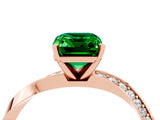 Rose gold Emerald Cut Emerald Engagement Ring with Side Stone Accents and Four-Prong Setting_64