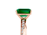Rose gold Emerald Cut Emerald Engagement Ring with Side Stone Accents and Four-Prong Setting_65