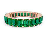 Rose gold Emerald Cut Emerald Eternity Band with Shared Prong Setting_6