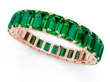 Rose gold Emerald Cut Emerald Eternity Band with Shared Prong Setting_7