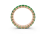 Rose gold Emerald Cut Emerald Eternity Band with Shared Prong Setting_9