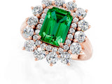Rose gold Emerald Cut Emerald Floral Double Halo Engagement Ring with Prong Setting_61