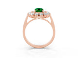 Rose gold Emerald Cut Emerald Floral Double Halo Engagement Ring with Prong Setting_63