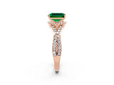 Rose gold Emerald Cut Emerald Halo Twist Band Solitaire Prong Setting Ring_2