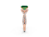 Rose gold Emerald Cut Emerald  Halo Twist Band Solitaire Prong Setting Ring_26