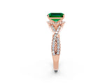 Rose gold Emerald Cut Emerald  Halo Twist Band Solitaire Prong Setting Ring_50