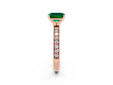 Rose gold Emerald Cut Emerald Milgrain Pavé Engagement Ring with Four-Prong Setting_14