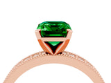Rose gold Emerald Cut Emerald Milgrain Pavé Engagement Ring with Four-Prong Setting_16
