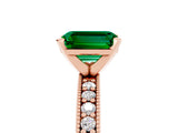 Rose gold Emerald Cut Emerald Milgrain Pavé Engagement Ring with Four-Prong Setting_17