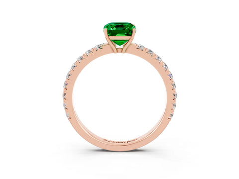 Rose gold Emerald Cut Emerald Pavé Solitaire Engagement Ring with Four-Prong Setting_15