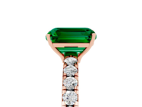 Rose gold Emerald Cut Emerald Pavé Solitaire Engagement Ring with Four-Prong Setting_17