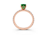Rose gold Emerald Cut Emerald Pavé Solitaire Ring with Round Band and Prong Setting_27