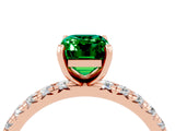 Rose gold Emerald Cut Emerald Pavé Solitaire Ring with Round Band and Prong Setting_28