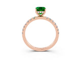 Rose gold Emerald Cut Emerald Pave Band Solitaire Ring with Four-Prong Setting_27