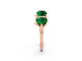 Rose gold Emerald Cut Emerald Prong-Set Half Eternity Band_20