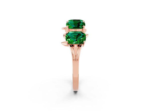 Rose gold Emerald Cut Emerald Prong-Set Half Eternity Band