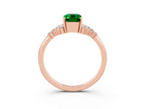Rose gold Emerald Cut Emerald Ring with Side Stones and Four-Prong Setting_39