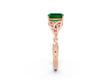 Rose gold Emerald Cut Emerald Solitaire Celtic Knot Ring with Four-Prong Setting_14