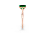 Rose gold Emerald Cut Emerald Solitaire Engagement Ring with Cathedral Setting and Four-Prong Mount_26