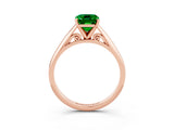 Rose gold Emerald Cut Emerald Solitaire Engagement Ring with Cathedral Setting and Four-Prong Mount_27