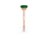 Rose gold Emerald Cut Emerald Solitaire Engagement Ring with Cathedral Setting and Four-Prong Mount_32