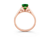 Rose gold Emerald Cut Emerald Solitaire Engagement Ring with Cathedral Setting and Four-Prong Mount_33