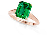Rose gold Emerald Cut Emerald Solitaire Engagement Ring with Cathedral Setting and Four-Prong Mount_67