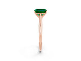 Rose gold Emerald Cut Emerald Solitaire Engagement Ring with Cathedral Setting and Four-Prong Mount_68