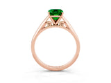 Rose gold Emerald Cut Emerald Solitaire Engagement Ring with Cathedral Setting and Four-Prong Mount_69